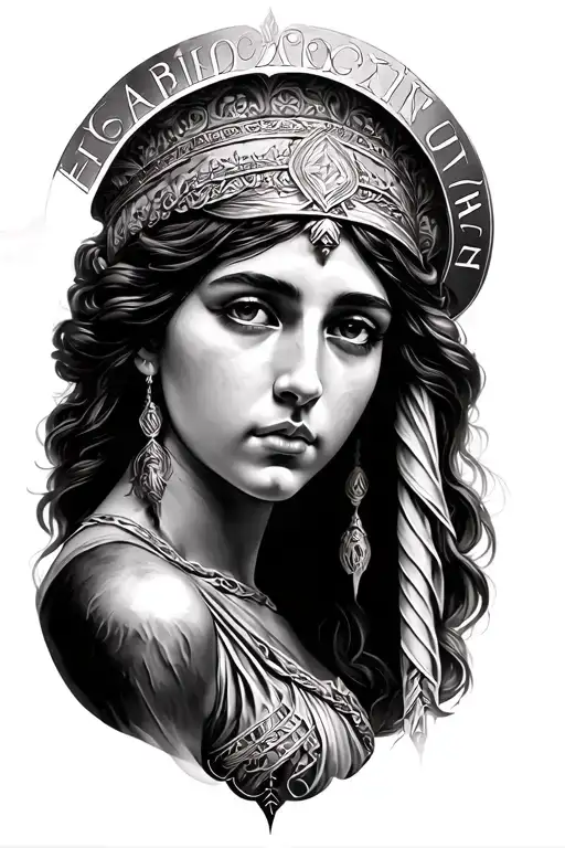 Goddess Athena With Letters