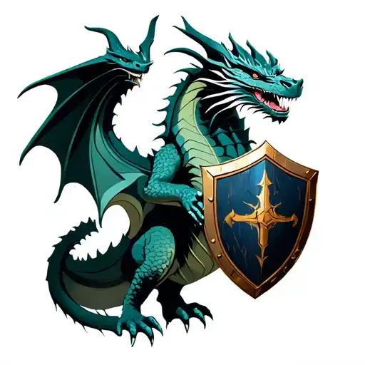 Dragon With A Shield In His Right Hand