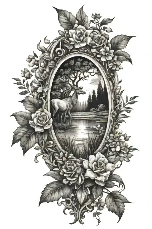 Mirror Nature Tattoo Design