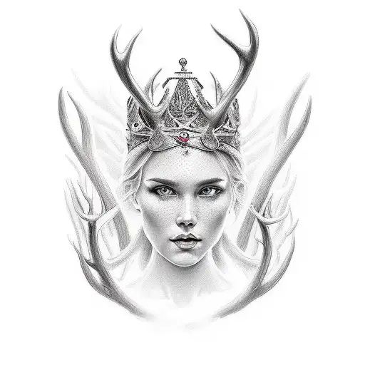 Goddess Of Hunting With Antler Crown