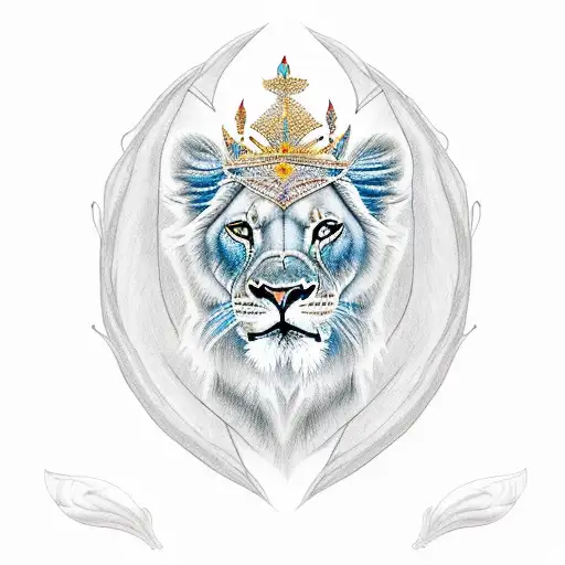 A Full Colour Female Lioness Queen With Fiery Eyes And A Crown