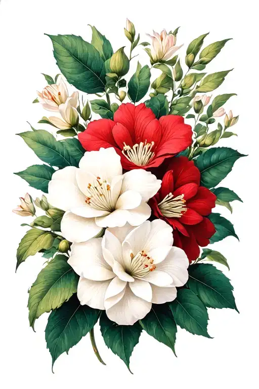 Gardenias Forming An Alluring Pattern Incorporating Elements