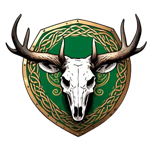 Hungarian Sheild With Celtic Elk Skull