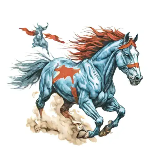 Jefferson Mustangs Horse Running Blue And Red