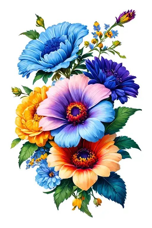 Several Different Flowers Intertwined With Rock Music