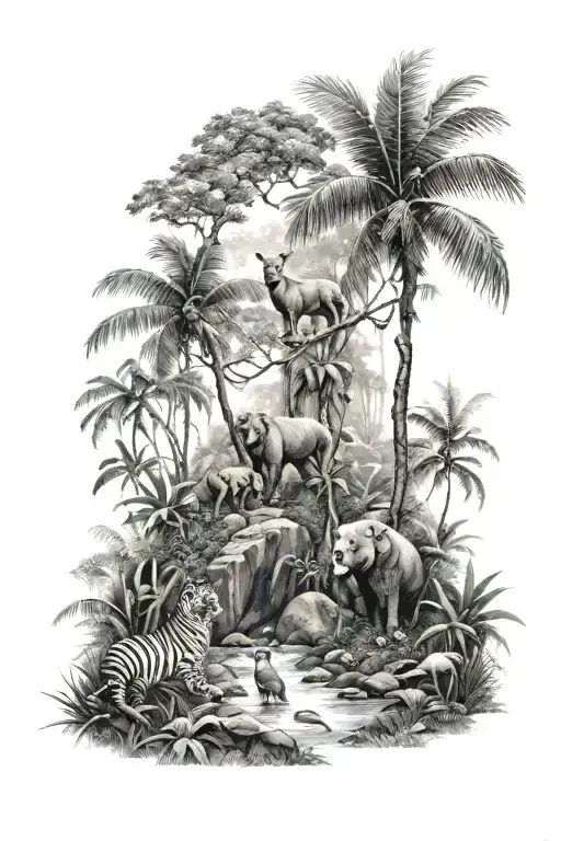Jungle Setting With Animals