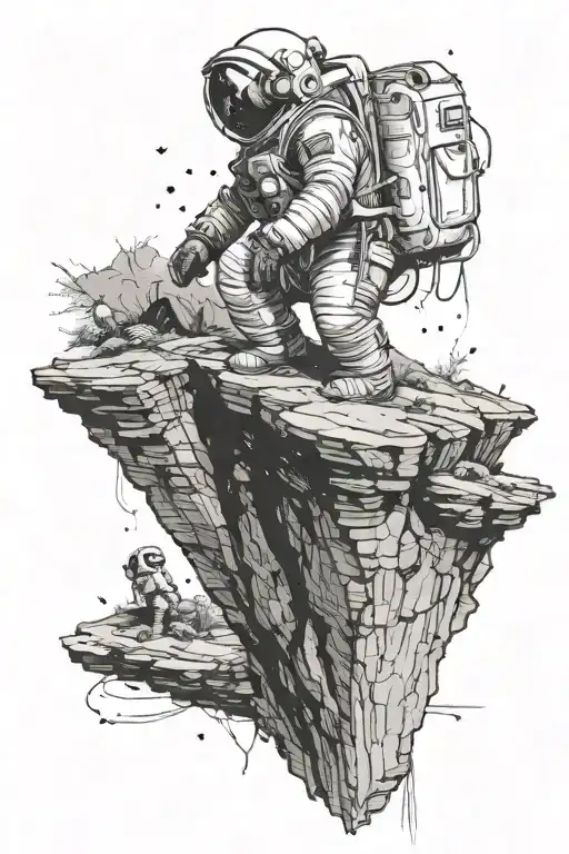 Astronaut On The Edge Of A Cliff With A Sorting Hat In His Hands