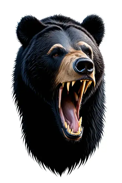 Hyper Realistic Black Bear Head Roaring