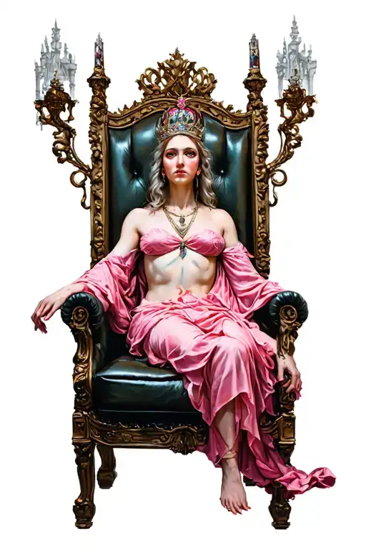 Perar Pinke Sited On A Throne