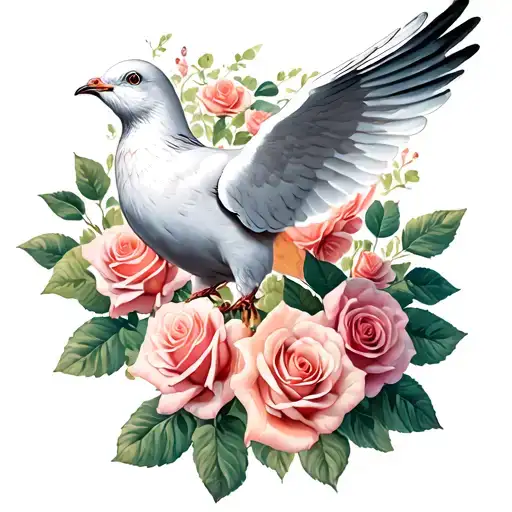 Dove Carrying Roses