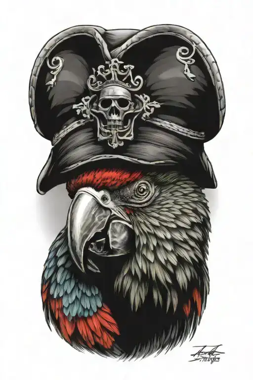 Parrot With Pirate Hat And Eye Patch