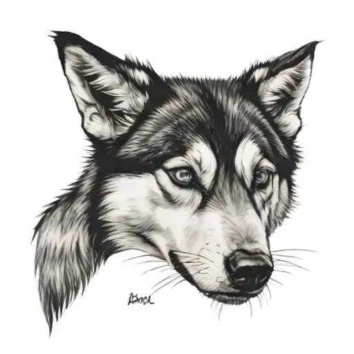 Husky Face In Paw Print