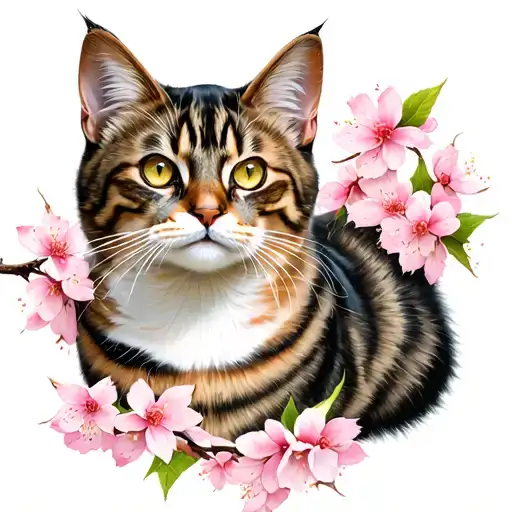 Cats With Cherry Blossom Leaves
