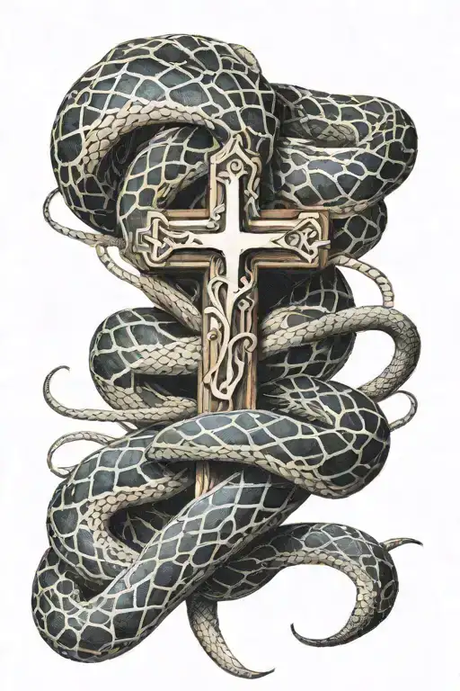 Cross Wrapped With A Snake