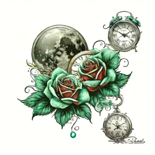 Emerald Gem Full Moon Clock Roses