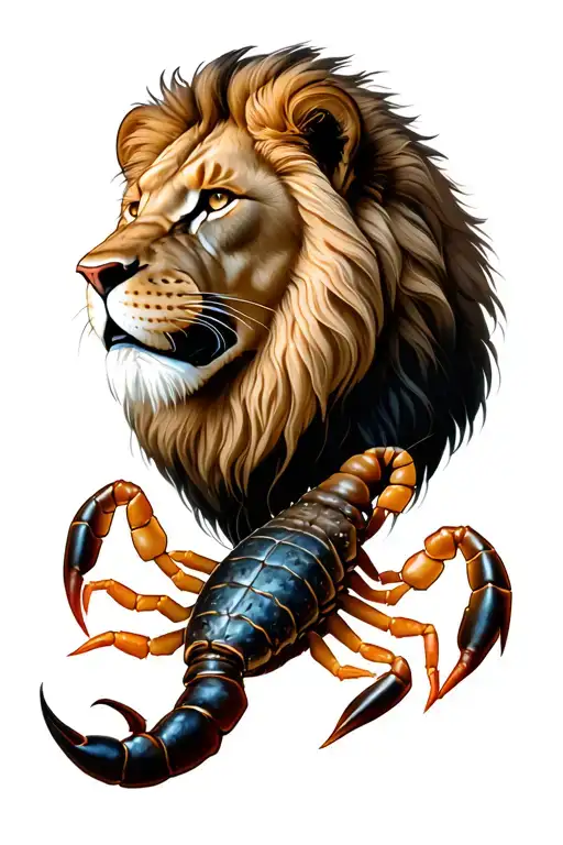Lion Head With Scorpion And Forest