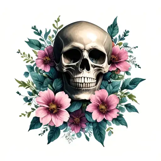 Skull And Flowers