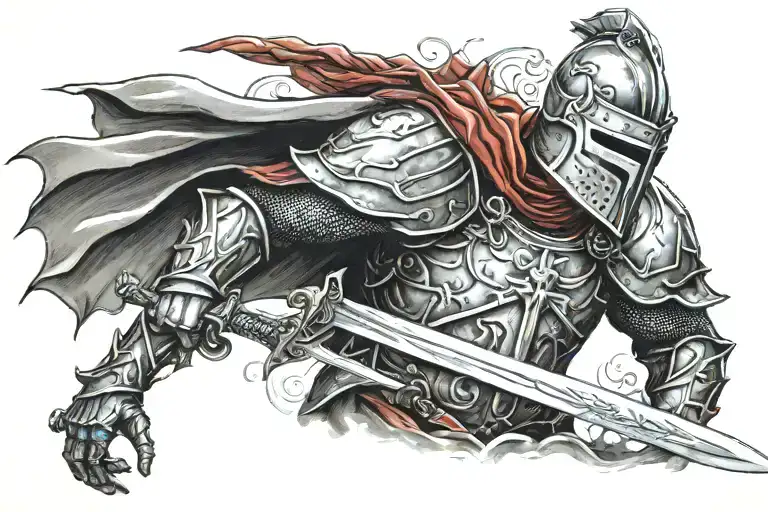 Red Knight Holding A Sword