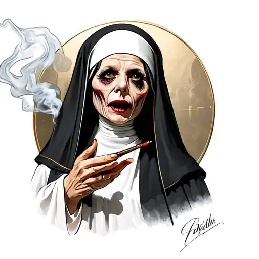 Scary Nun Smoking