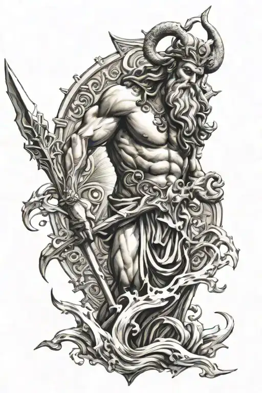 Poseidon Holding The Trident