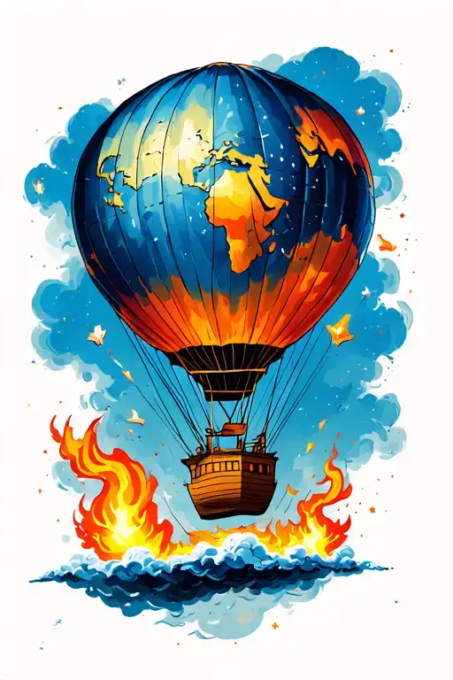 Hot Air Balloon On Fire And In Space