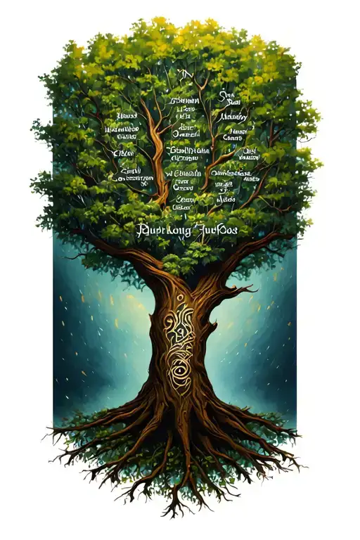 List Of Names Of People That Helped Me Through A Dark Time Incorporated Into Tree Design