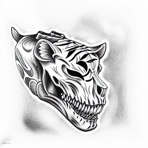 Tiger Bull Fire Skull