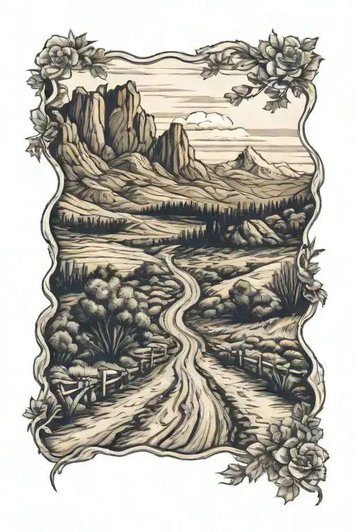 Dirt Road With Mountains