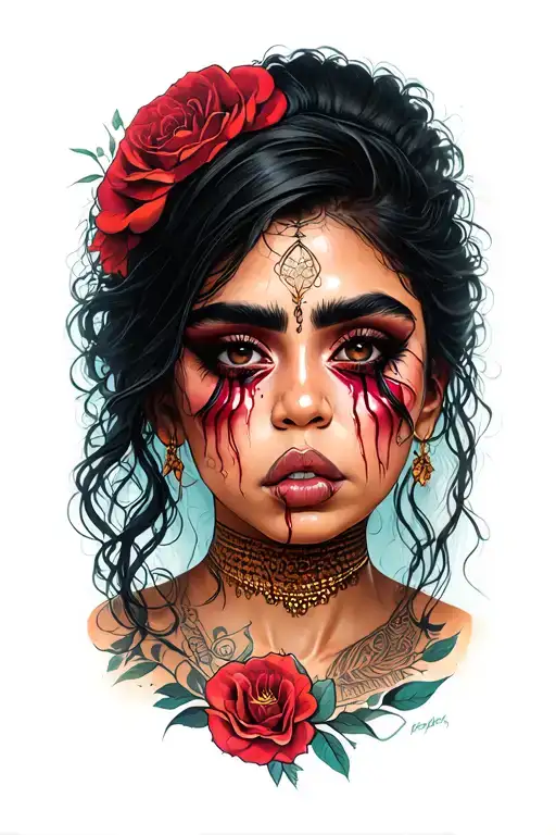 Sad Crying Beautiful Chicana