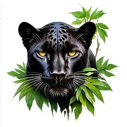 Panther Hiding In A Forest