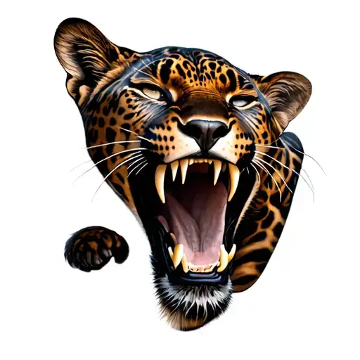 Full Body Panther Showing Teeth