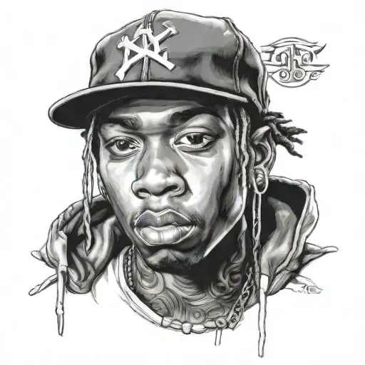 Create Me A Gangsta Black Boy With Rapper Hat Realistic Black And White Drawing