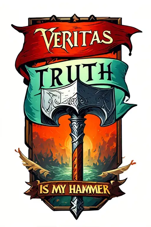 Warhammer With Banner That Says Veritas Truth Is My Hammer
