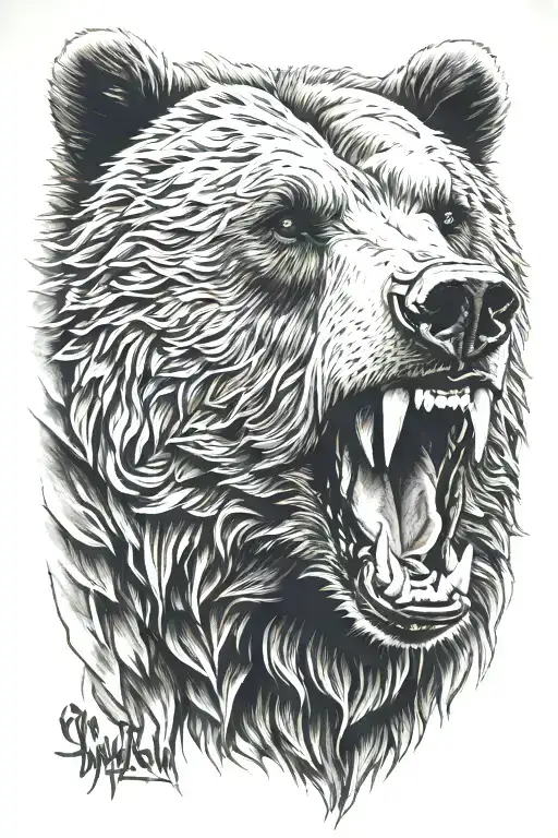 Snarling Grizzly Bear Head
