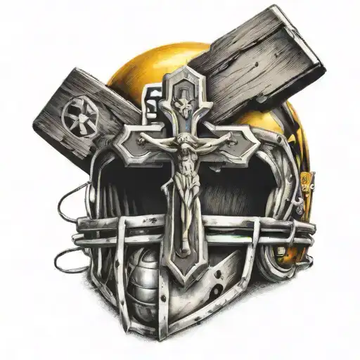 Steelers Helmet And Crucifix Wooden Cross