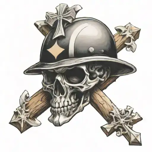 Steelers Helmet And Crucifix Wooden Cross Tattoo Design Combining Elements