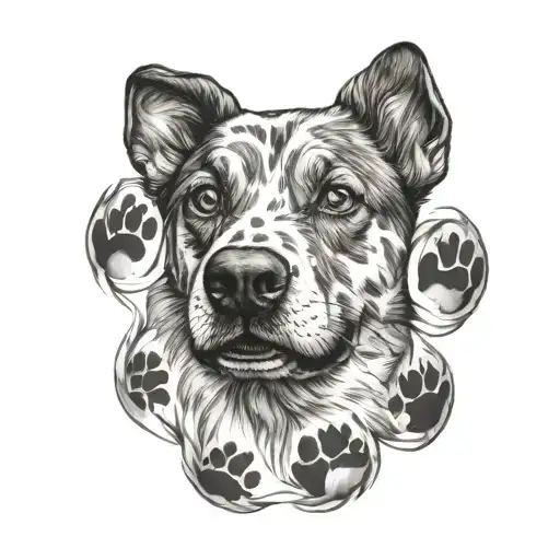 Dog Face In Paw Print