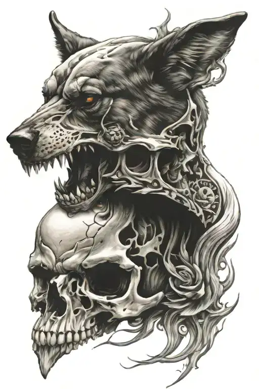 Skull And Wolf