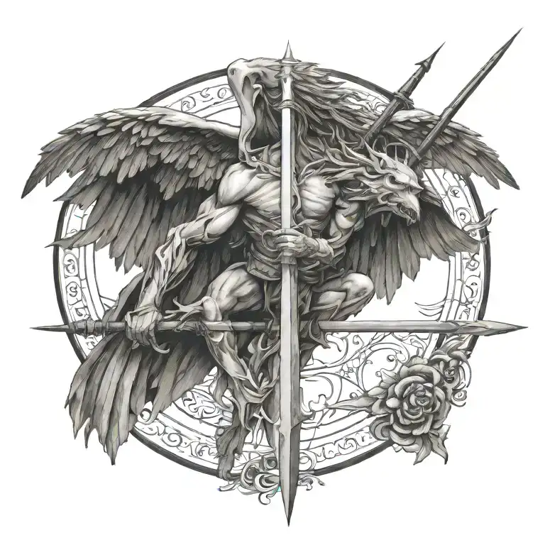 Fallen Angle With Spear Through It