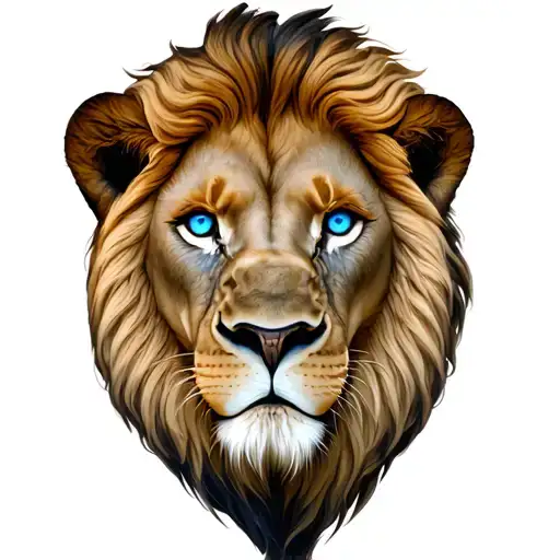 Lions Head With Blue Eyes