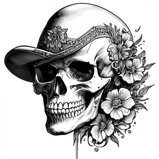 Make Mexican Tattoo With A Engrave Skull