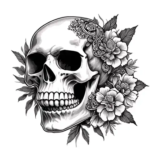 Make Mexican Tattoo With A Engrave Skull