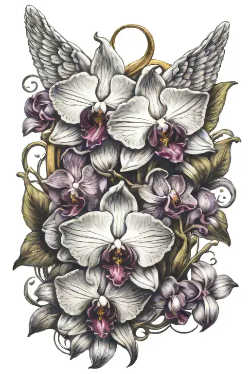 Angel And Orchid Flowers