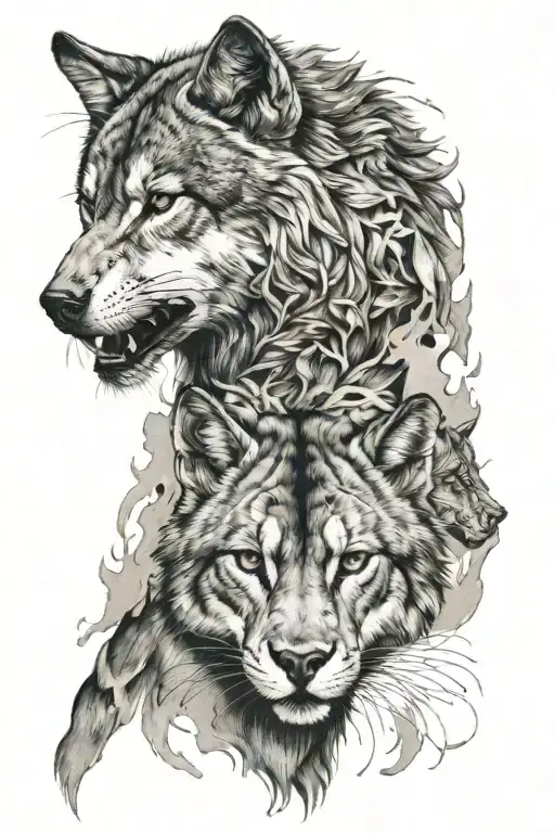 Wolf And Panther Combined Together