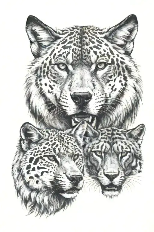 Wolf And Panther Combined Together Representing