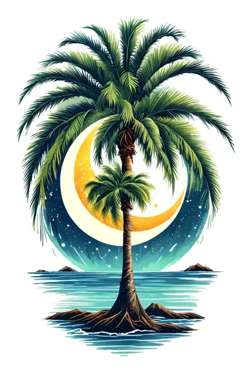 Palmetto Tree With Crescent Moon