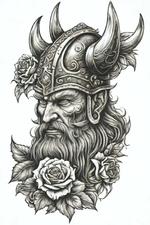 Viking With Roses And Lily Flower