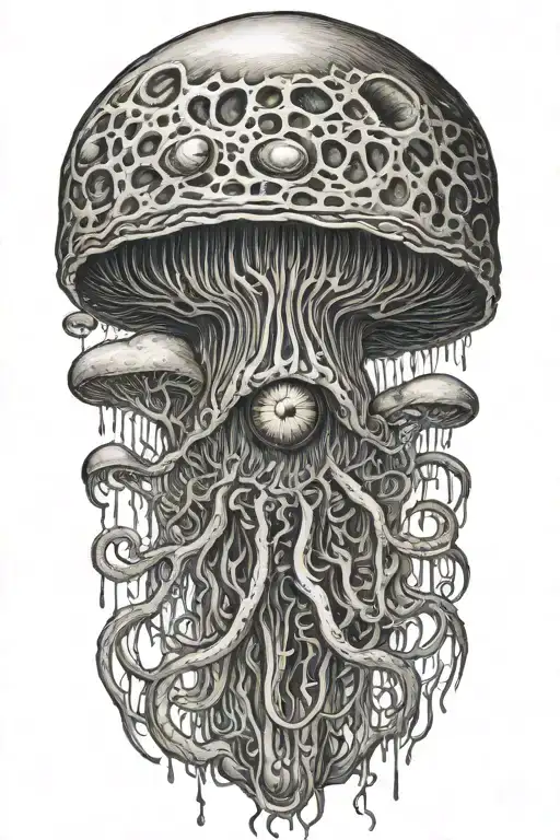 Mushroom Shaped Jellyfish Morphing Into An Eyeball