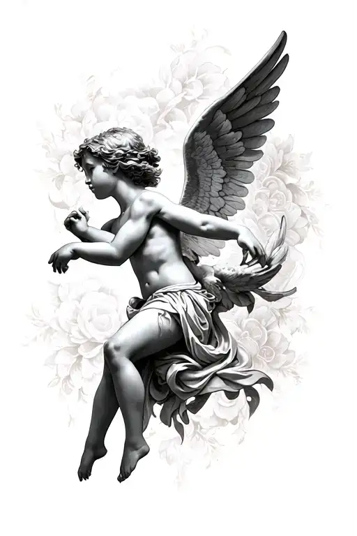 Whispering Cupid Tattoo Design