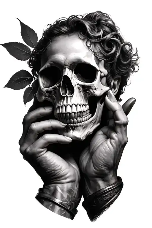 Archangle Michael Holding A Skull